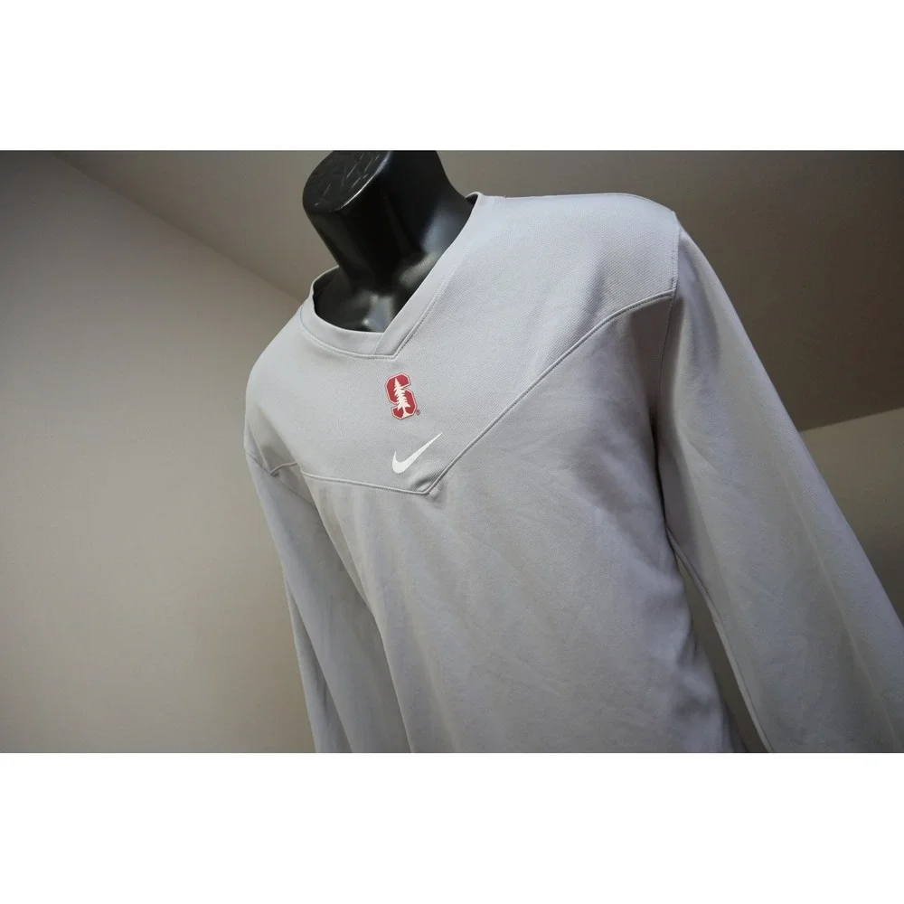 Nike Stanford Cardinal Shirt Mens XL Gray Dri-FIT Long Sleeve V-Neck Excellent